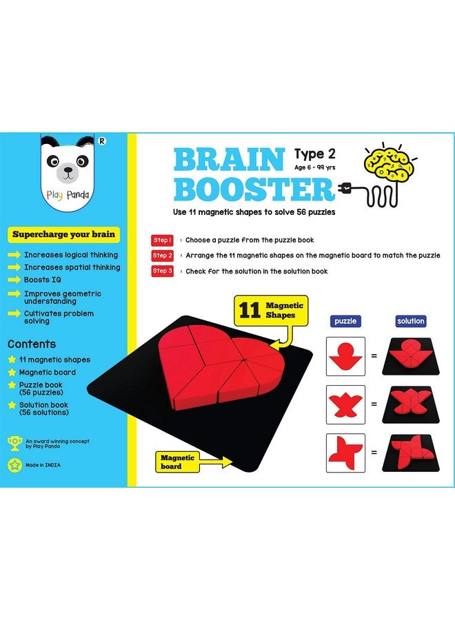 بلاي باندا مجموعة ألعاب باندا لتعزيز الذكاء 2 (للكبار) - 56 لغزًا مصممًا لتعزيز الذكاء - مع أشكال مغناطيسية ولوحة مغناطيسية وكتاب ألغاز وكتاب حلول - للأولاد والبنات من سن 6 إلى 99 عامًا - Image 2