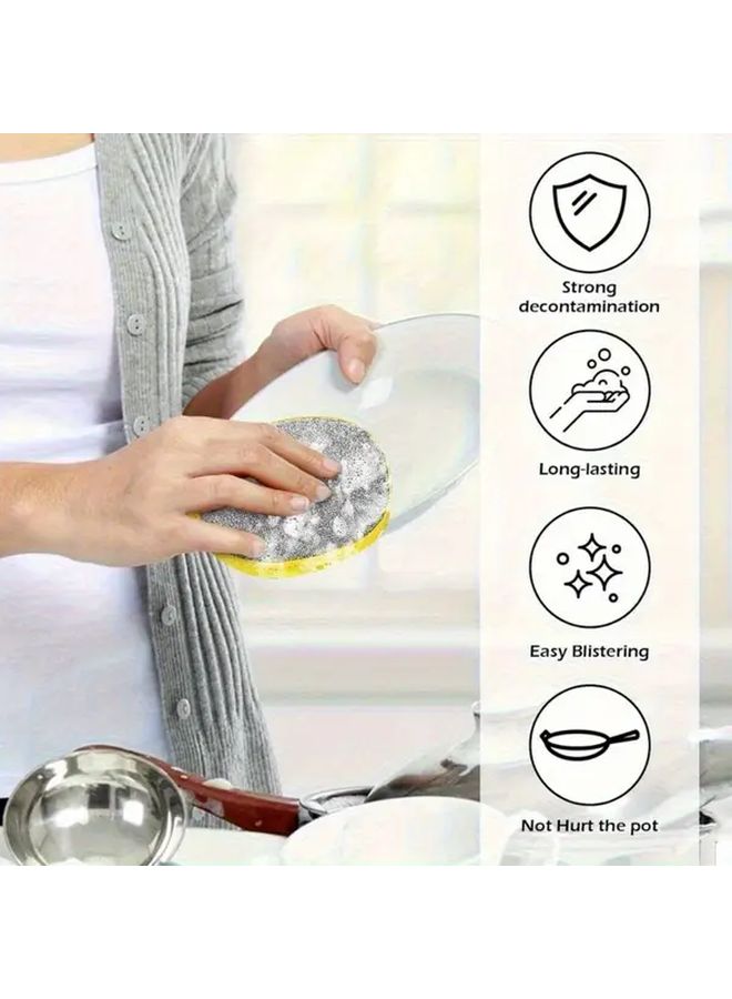 12 Pcs Green Double Sided Scrubbing Sponge Pad Round Dish Cloth Kitchen Cleaning Towel Set - Image 3
