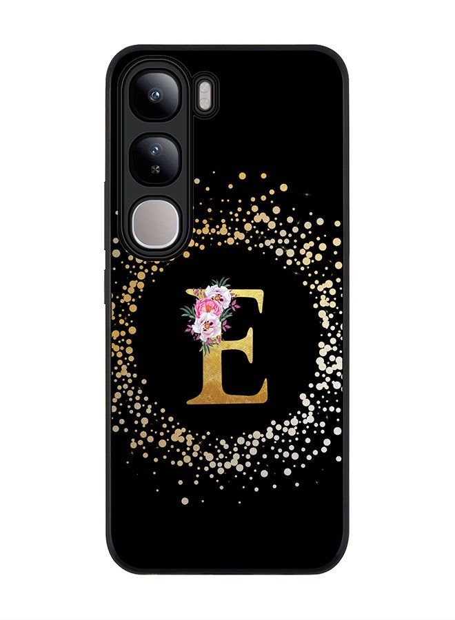 Stylizedd For vivo V40 Lite Case,Slim fit Camera Protection, Shockproof Thin Phone cover - Custom Monogram Floral - E ( Black ) - Image 1