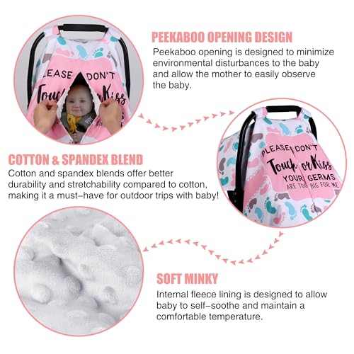 Metplus 2 in 1 Writing Style Baby Car Seat Cover Car Seat Canopy for Babies Mom Multiuse Nursing Cover Minky Baby Carrier Covers Newborn Boy Girl Peekaboo Opening - Image 3