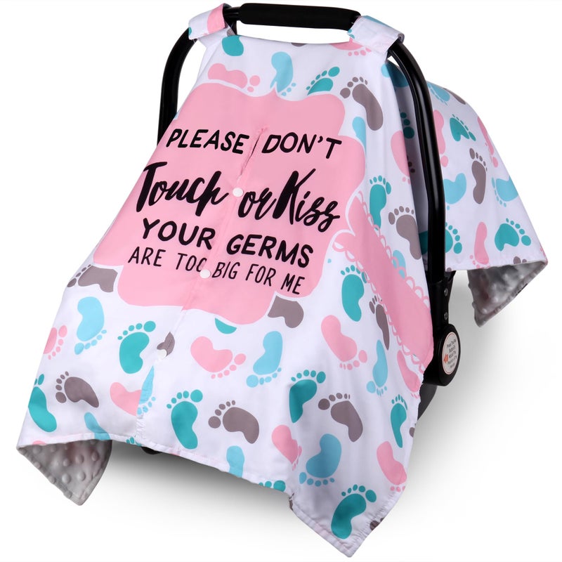 Metplus 2 in 1 Writing Style Baby Car Seat Cover Car Seat Canopy for Babies Mom Multiuse Nursing Cover Minky Baby Carrier Covers Newborn Boy Girl Peekaboo Opening - Image 2