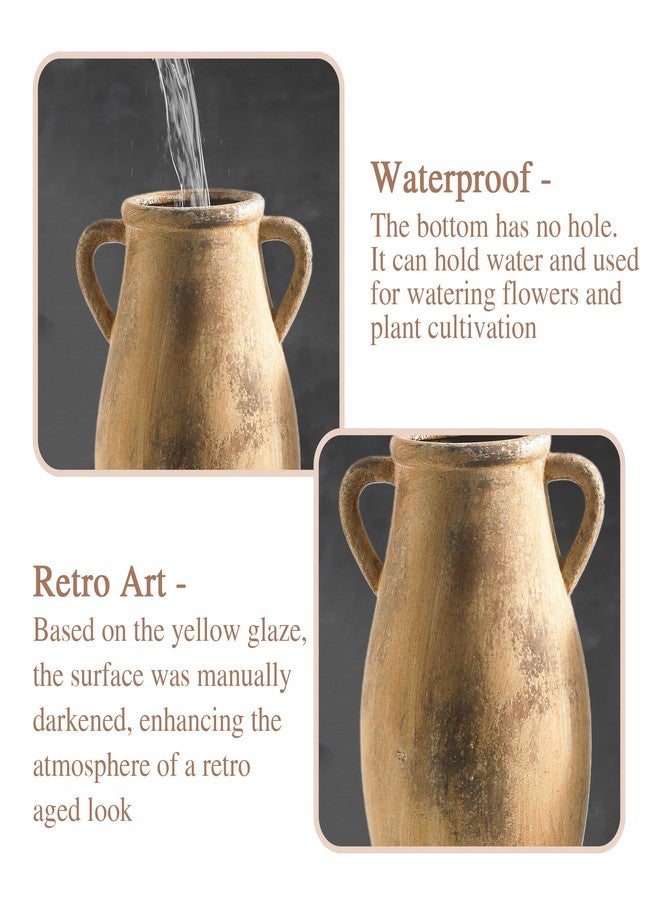 Lyeec Large Ceramic Vase,11.3 inch Tall Farmhouse Flower Vase with 2 Handles, Terracotta Decorative Flower Vase for Home Decor, Living Room Entryway Table Centerpiece Decor - Image 3