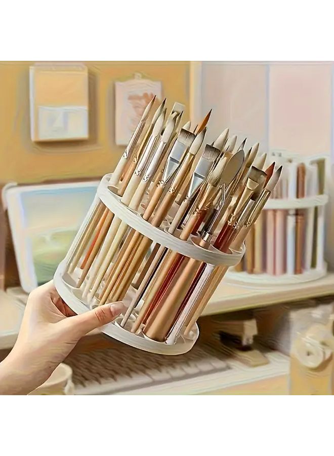 حامل فرش مكياج محمول أبيض بسعة 45 فرشاة مع غطاء قابل للفصل وحقيبة سفر - Image 5