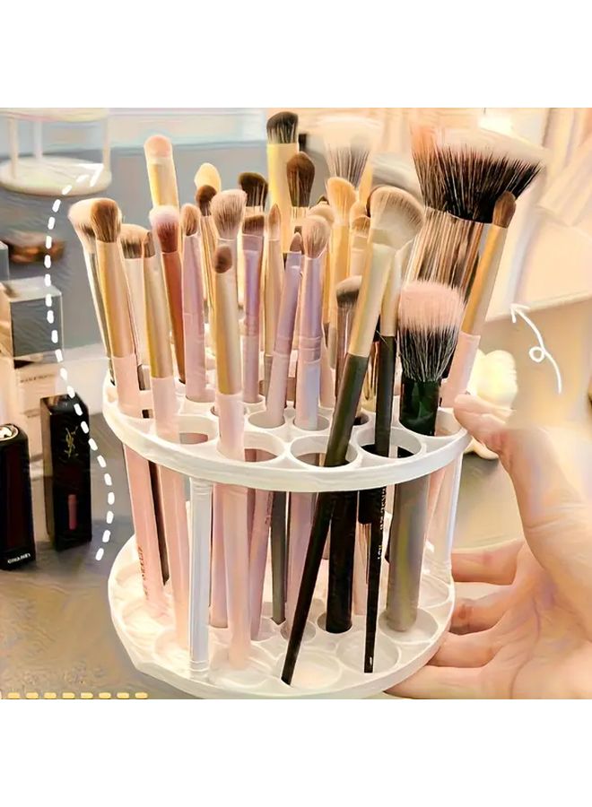 حامل فرش مكياج محمول أبيض بسعة 45 فرشاة مع غطاء قابل للفصل وحقيبة سفر - Image 1