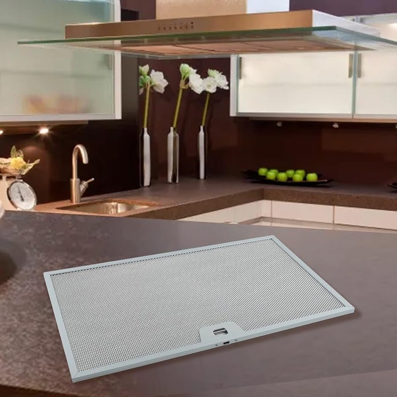 2 قطعة من مرشحات شفاط المطبخ من شبكة الألومنيوم الفضي مقاس 506 × 300 × 9 مم بديل مستخرج الدهون للتهوية - Image 4