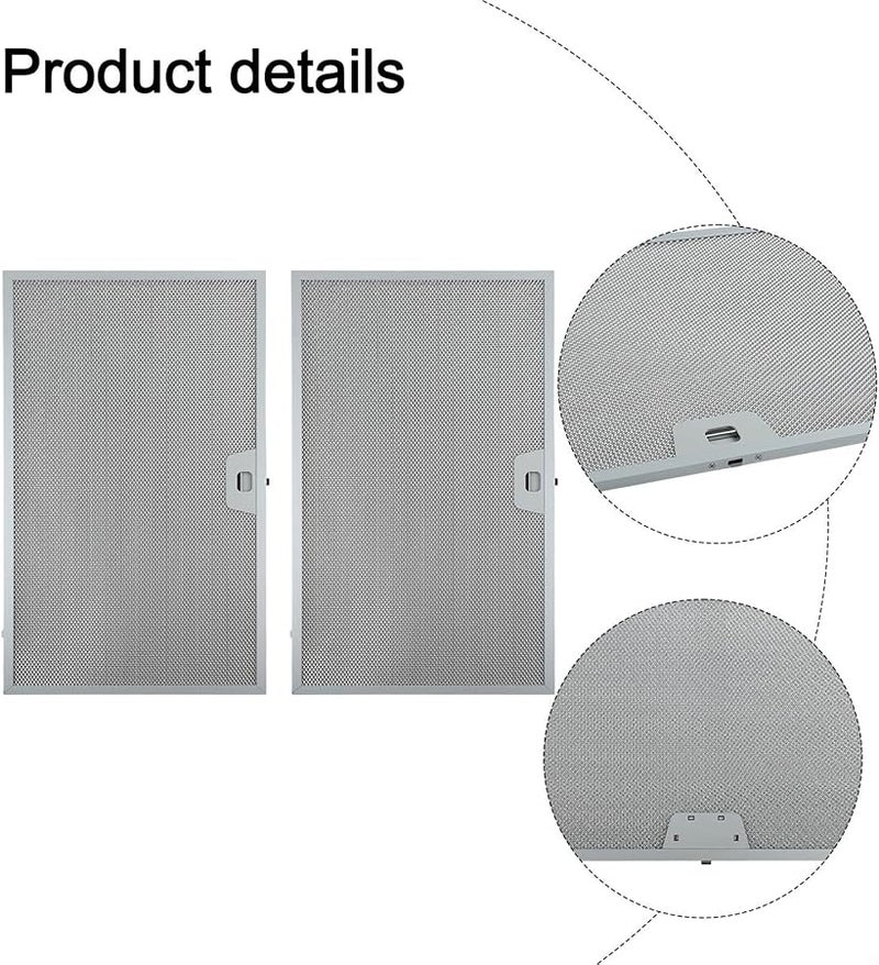 2 قطعة من مرشحات شفاط المطبخ من شبكة الألومنيوم الفضي مقاس 506 × 300 × 9 مم بديل مستخرج الدهون للتهوية - Image 5