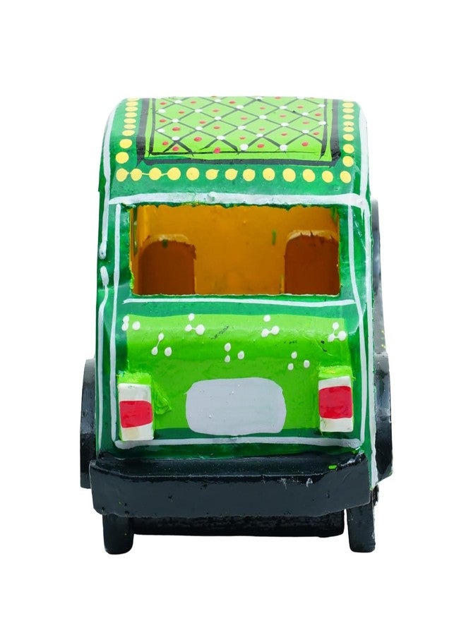 ITOS365 Handmade Wooden Car Toy for Kids | Hand-Painted Indian Folk Art Design | Eco-Friendly Wooden Vehicle | Decorative & Educational Toy | Gift for Children (Green) - Image 4