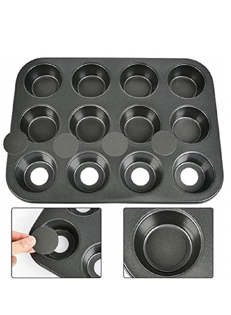 Non-Stick Baking 12-Cup Cake Mould Black  - Image 2
