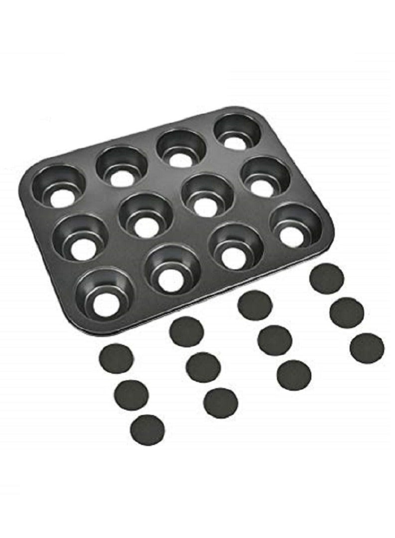 Non-Stick Baking 12-Cup Cake Mould Black  - Image 1