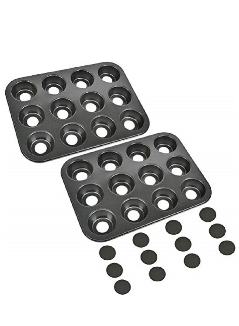Non-Stick Baking 12-Cup Cake Mould Black  - Image 3