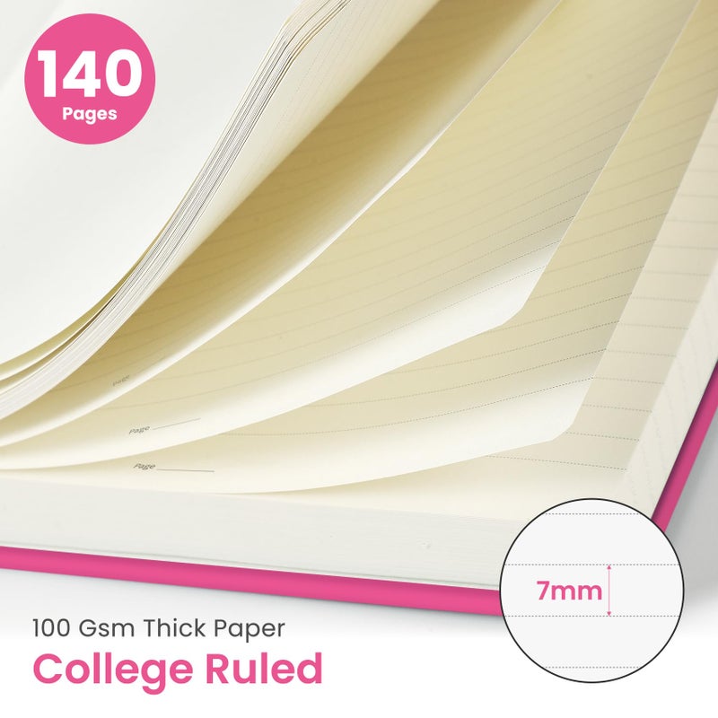 Taja Lined Spiral Journal Notebook for Women & Men, 140 Pages, College Ruled Hardcover Notebook for Work & Note Taking, Journals for Writing, A5(5.7" x 7.9") â€“ Berry Pink - Image 2