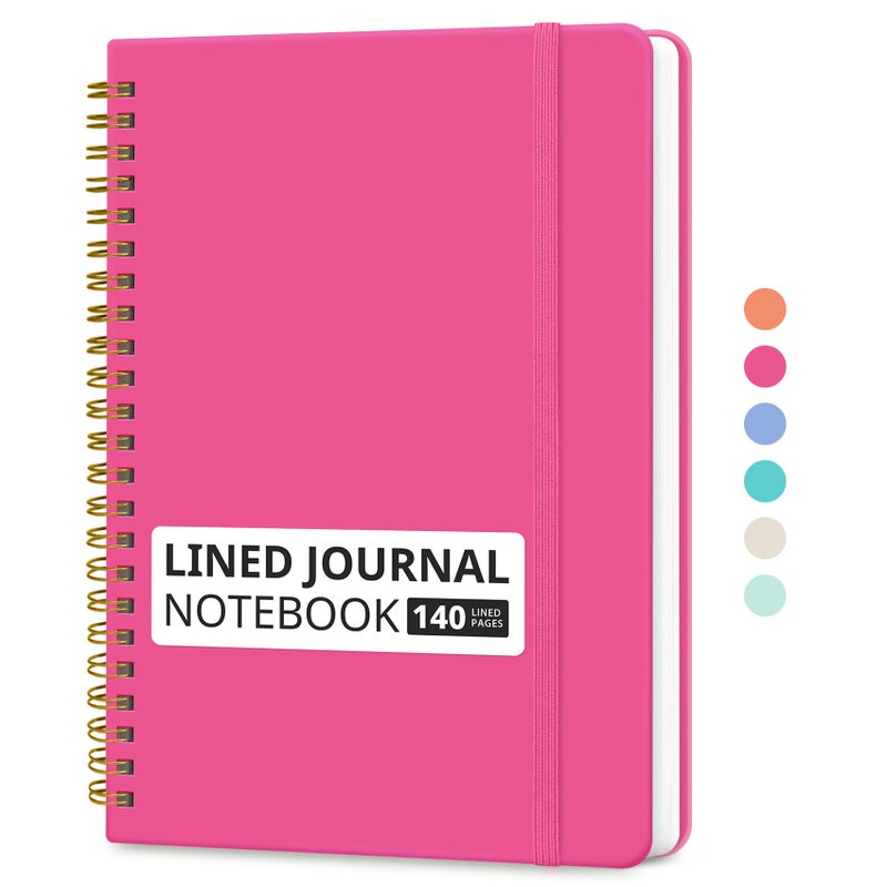 Taja Lined Spiral Journal Notebook for Women & Men, 140 Pages, College Ruled Hardcover Notebook for Work & Note Taking, Journals for Writing, A5(5.7" x 7.9") â€“ Berry Pink - Image 1