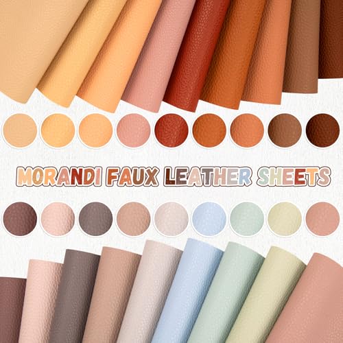 Nitelemn 18 Pieces Faux Leather Sheets, 8×12 inches Morandi Soft Leather Fabric Colourful Sheets Suitable for Making Bows, Leather Earrings, Hair Accessories DIY Projects - Image 4