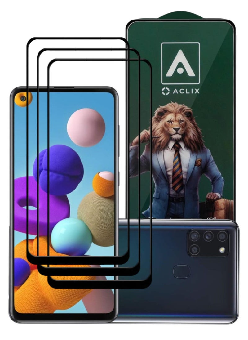 ACLIX 3 Pieces Antistatic ESD Dustproof Premium Quality High Definition Tempered Glass Screen Protector Designed For Samsung Galaxy A21s - Image 1