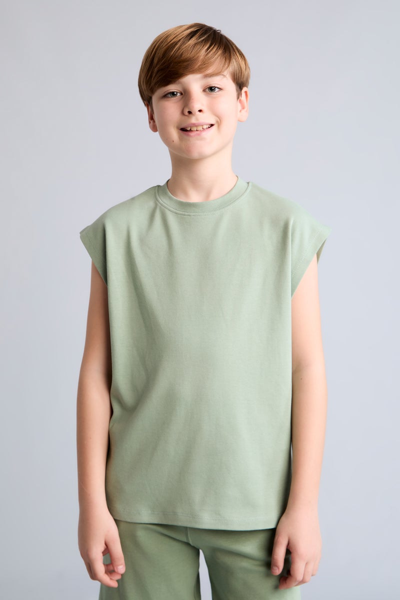 DeFacto Green Boy Boy Crew Neck Light Green Tank Top Casual - Image 3