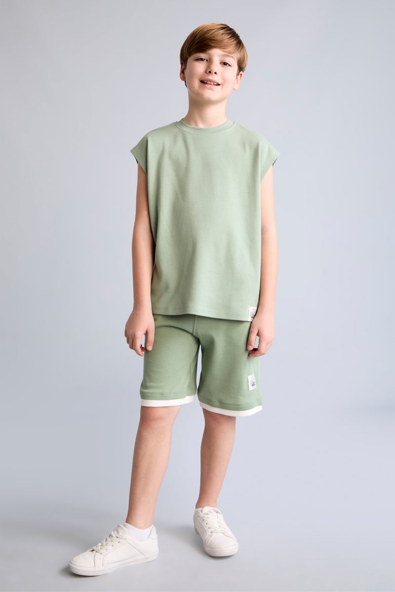 DeFacto Green Boy Boy Crew Neck Light Green Tank Top Casual - Image 2