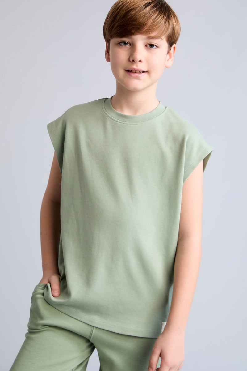DeFacto Green Boy Boy Crew Neck Light Green Tank Top Casual - Image 1