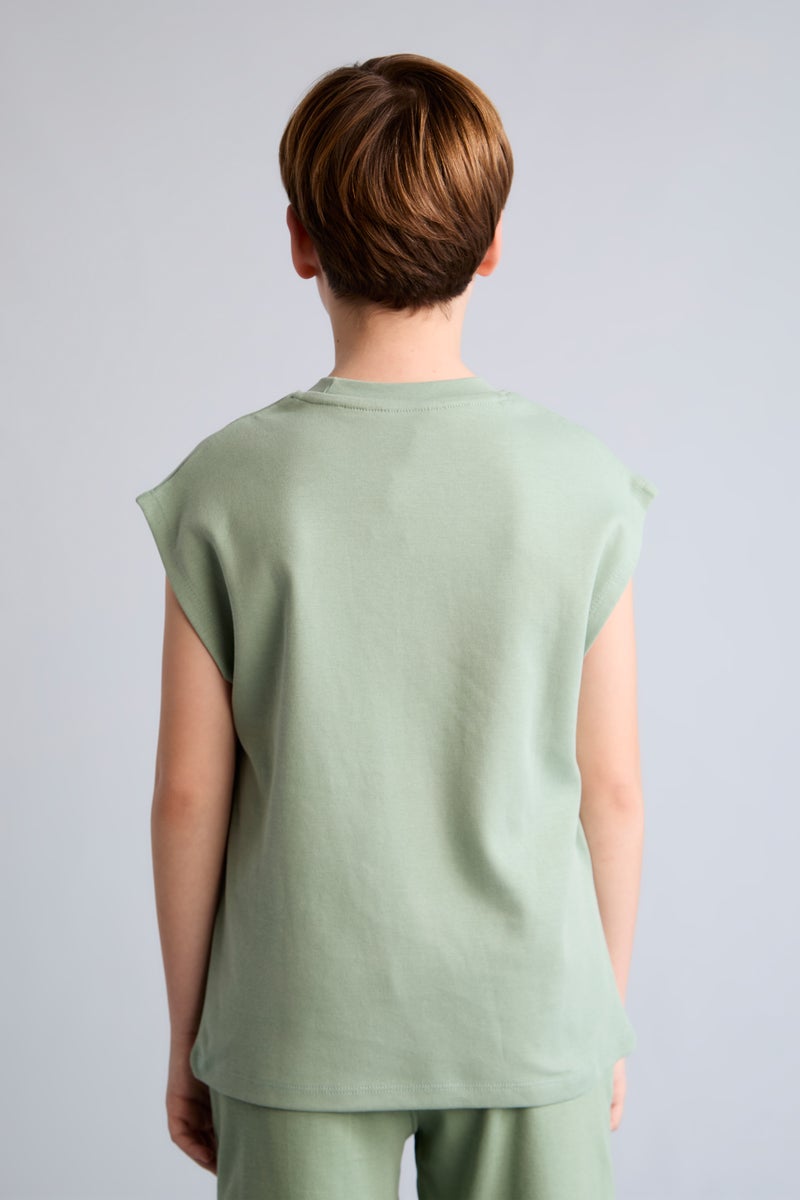 DeFacto Green Boy Boy Crew Neck Light Green Tank Top Casual - Image 5
