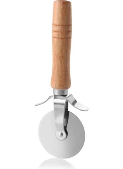 Tamu Bamboo Handle Pizza and Dough Cutter Roulette 17 cm Steel Pizza Cutter  - Image 3