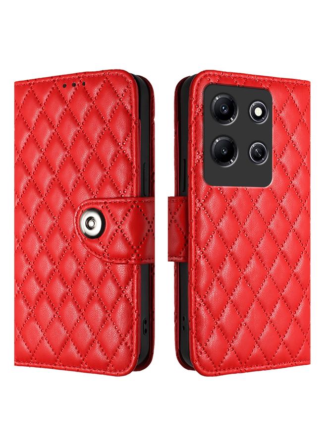 زبون جراب لهاتف Infinix Note 30i، جراب هاتف جلدي قلاب بملمس معيني مع حبل تعليق - Image 2