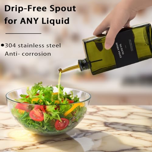 Gelury Olive Oil Dispenser Bottle for Kitchen 16.9oz, UV-Blocking Oil and Vinegar Dispenser Set, Leakproof Oil Container for Home, Restaurant (Green, Set of 4) - Image 4