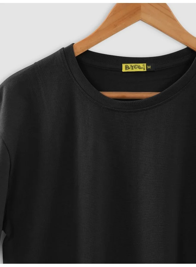 بيونغ تيشيرت أسود سادة للرجال