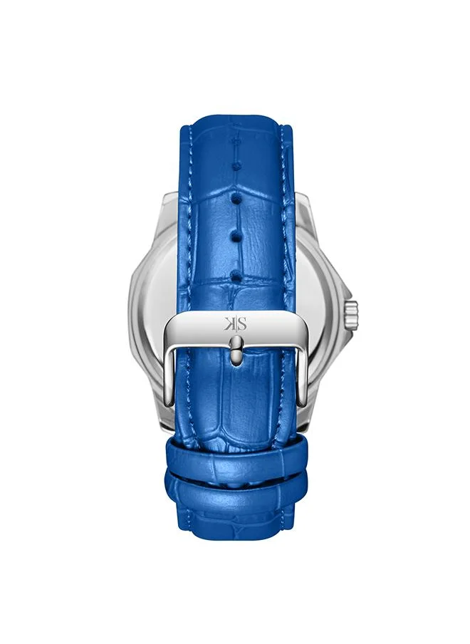 KENNETH SCOTT Kenneth Scott K24018-SLNN Men's Analog Display Watch & Leather  Strap Blue