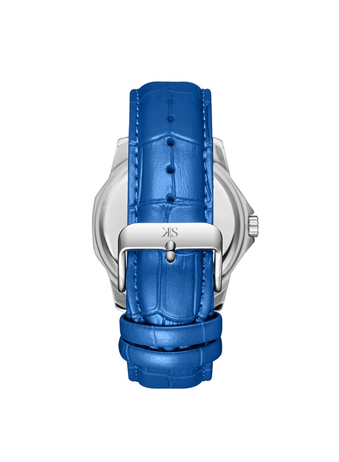 KENNETH SCOTT Men's Analog Display Watch With Blue Leather  Strap - K24018-SLNN - Image 2