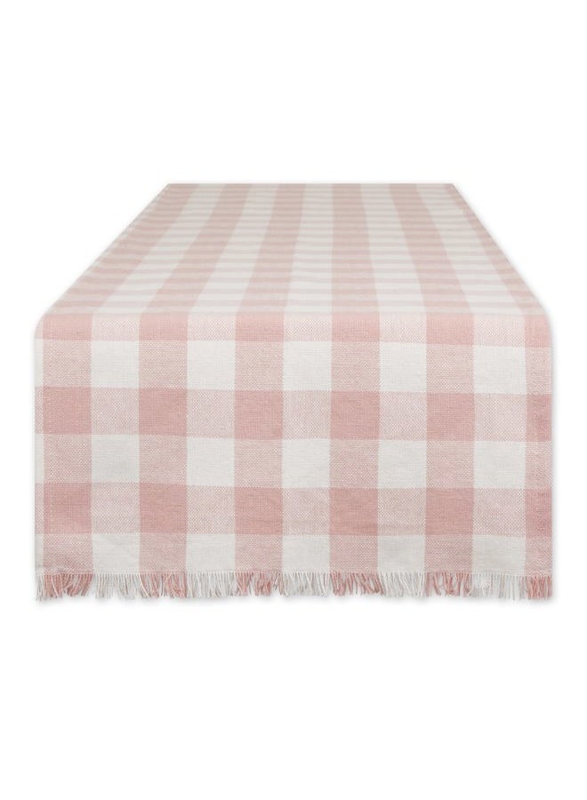 DII Heavyweight Fringed Check Tabletop Collection, Table Runner, 14x72, Pale Mauve - Image 1