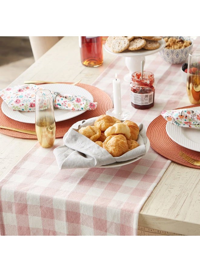 DII Heavyweight Fringed Check Tabletop Collection, Table Runner, 14x72, Pale Mauve - Image 3