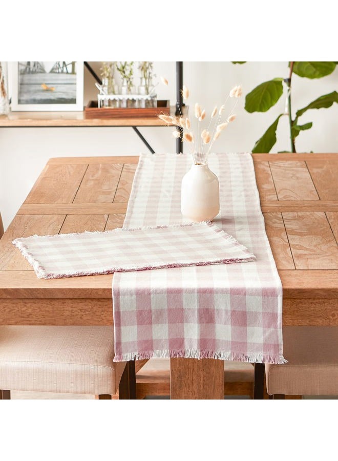 DII Heavyweight Fringed Check Tabletop Collection, Table Runner, 14x72, Pale Mauve - Image 5