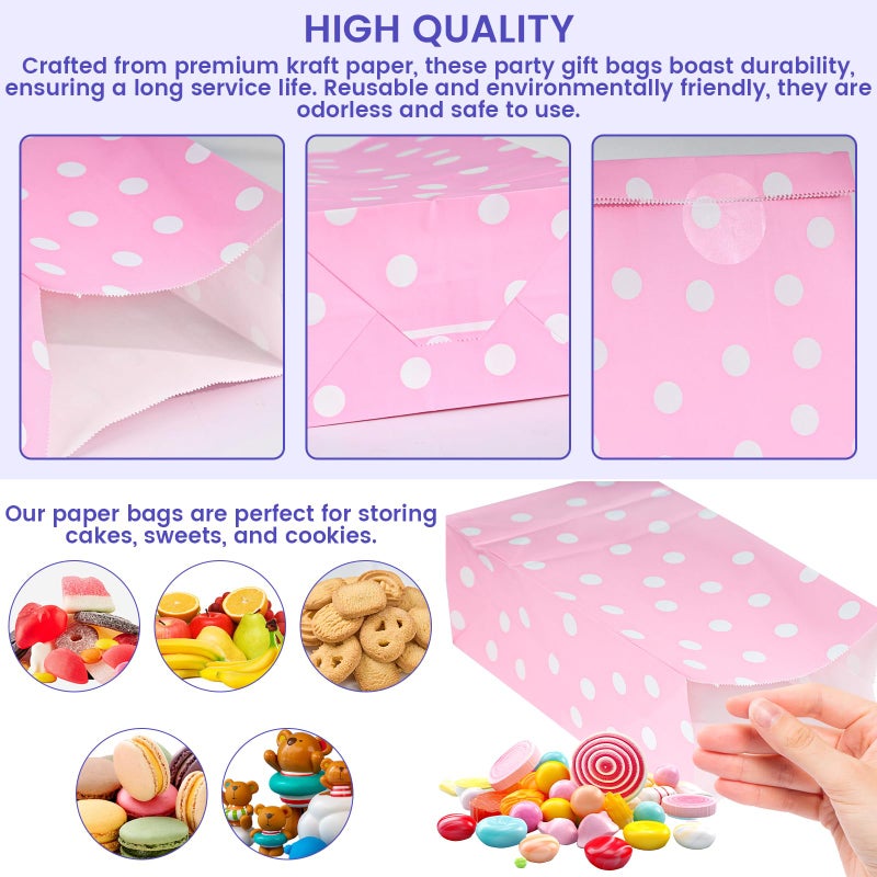 Vgoodall 32 Pack Party Favor Bags  5""? 3"" ? 9.5"" Treat Bags With Stickers 8 Colors For Kids Birthday Party Baby Showers Dot Pattern - Image 4