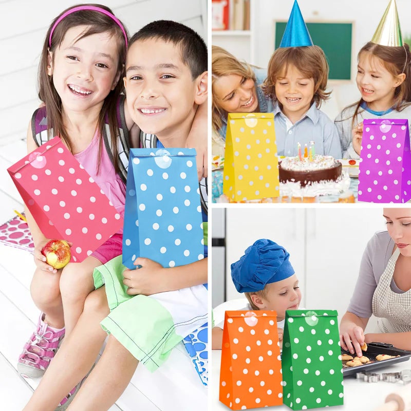 Vgoodall 32 Pack Party Favor Bags  5""? 3"" ? 9.5"" Treat Bags With Stickers 8 Colors For Kids Birthday Party Baby Showers Dot Pattern - Image 5