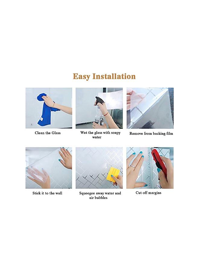The Bros Refraction Privacy Window Films, No-glue Static Privacy PVC Window Films Non-adhesive Frosted Glass Sticker Heat Control Anti UV Protective Cover for Home, Diamond Cutting (78.7 x 17.7 IN) - Image 5