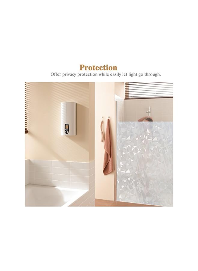 The Bros Refraction Privacy Window Films, No-glue Static Privacy PVC Window Films Non-adhesive Frosted Glass Sticker Heat Control Anti UV Protective Cover for Home, Diamond Cutting (78.7 x 17.7 IN) - Image 4