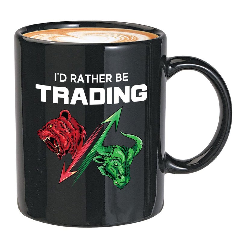 VIGAT Stock Trader Coffee Mug 11oz Black Id Rather Be Trading Trading Funny Day Trader Stock Market Brokers Bull Market Bear Digital Currency