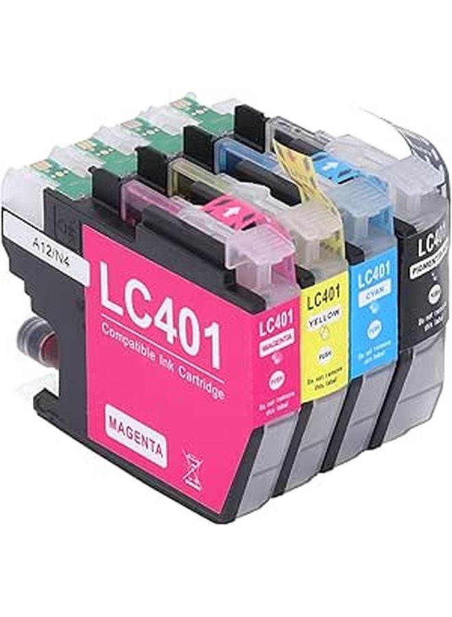 خراطيش حبر LC401XL 4 قطع أسود وسماوي وأرجواني وأصفر عالية الإنتاجية للطابعة - Image 1