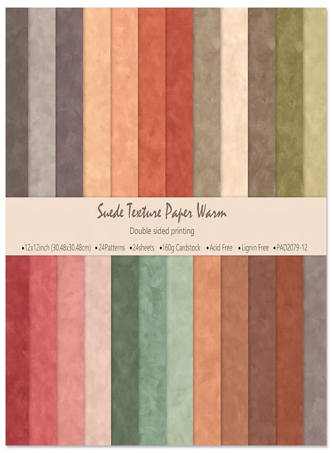 WLXTREE Double-Sided Scrapbook Paper Pad 12X12,Textured Decorative Craft Paper for Scrapbooking Planner Bullet Junk Journal Supplies Mixed Media Collage Card Making,24 Designs 24 Sheets - Image 1
