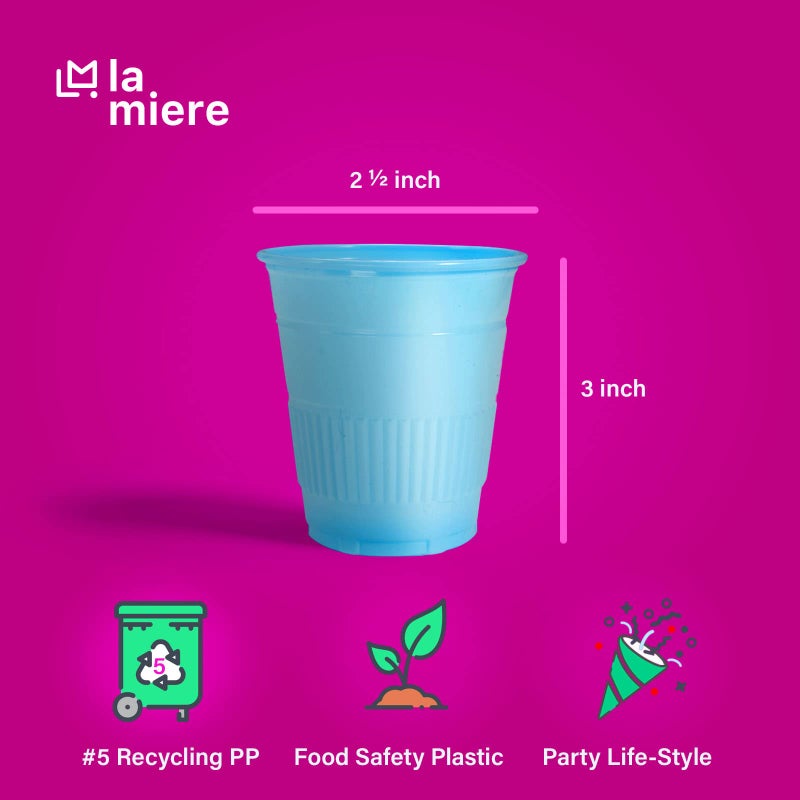 LA MIERE 50 Pack 5 oz Plastic Disposable Recyclable Dental Cups - Party Tumblers  Mouth Rinse & Bathroom Cups - Blue - Image 2