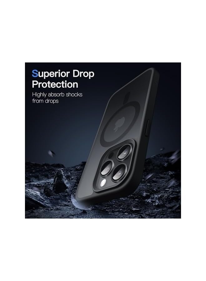 JETech Magnetic Case for iPhone 15 Pro Max 6.7-Inch Compatible with MagSafe, Translucent Matte Back Slim Shockproof Phone Cover (Black) - Image 5