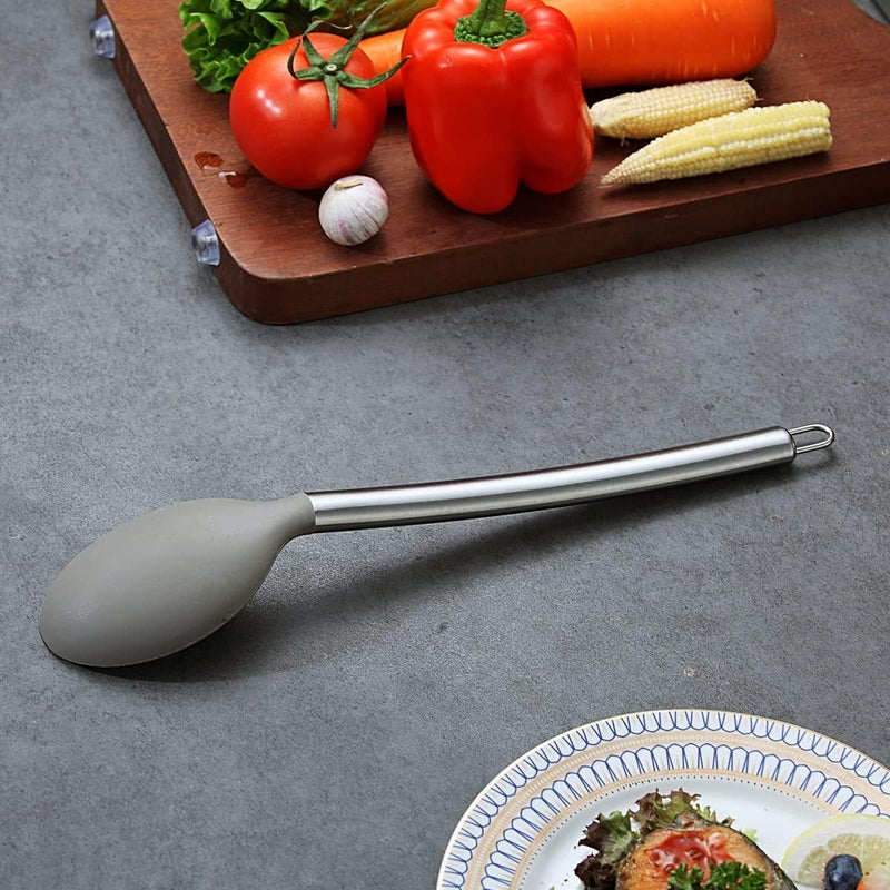 Berglander Cooking Spoon, Non-stick Silicone Solid Serving, Basting Spoon For Cooking, Kitchen Dishwasher Safe, Easy to Clean - Image 4