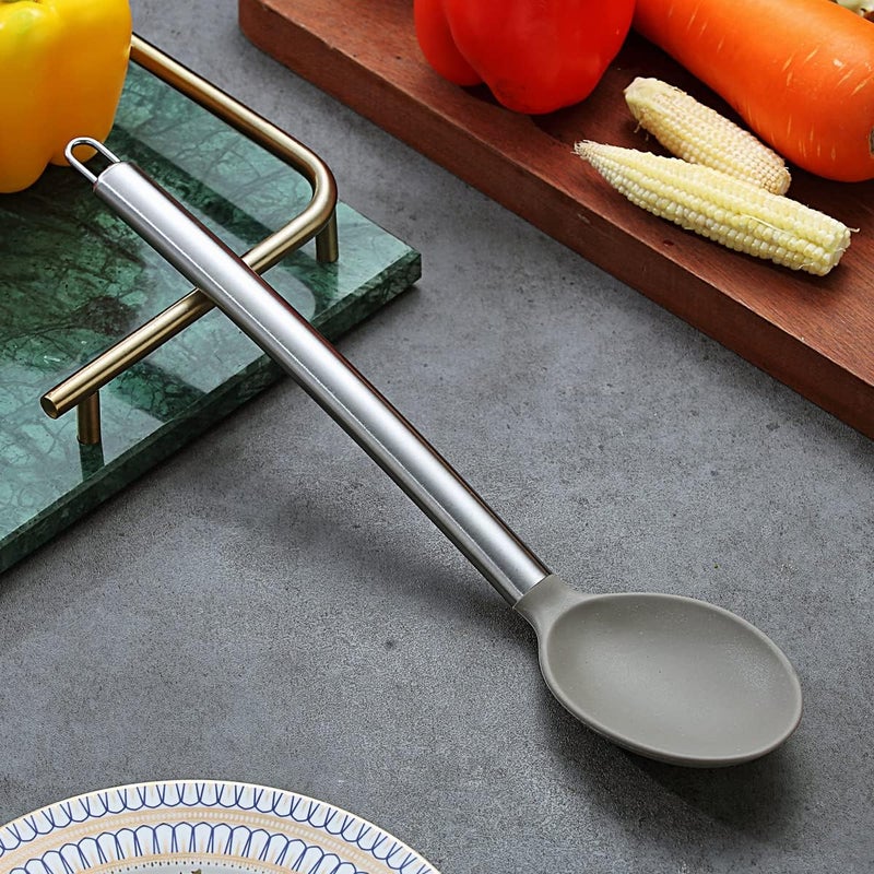 Berglander Cooking Spoon, Non-stick Silicone Solid Serving, Basting Spoon For Cooking, Kitchen Dishwasher Safe, Easy to Clean - Image 3