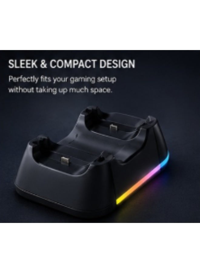 دايد سكل ستاند شحن مزدوج DeadSkull ليد تحكم PS4 – قاعدة شحن ليدين مع إضاءة RGB LED – شحن سريع خلال 2–3 ساعات - Image 3