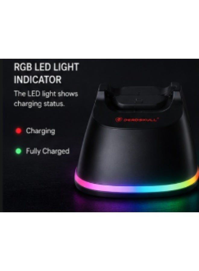 دايد سكل ستاند شحن مزدوج DeadSkull ليد تحكم PS4 – قاعدة شحن ليدين مع إضاءة RGB LED – شحن سريع خلال 2–3 ساعات - Image 2
