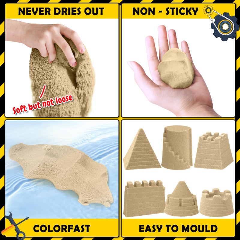 ESSENSON Construction Sensory Bin - Play Sand Kit with Toy Truck and 4lbs Magical Sand, Pretend Play Beach Sensory Toy Sandbox, Kids Gifts for Girls and Boys - Image 3