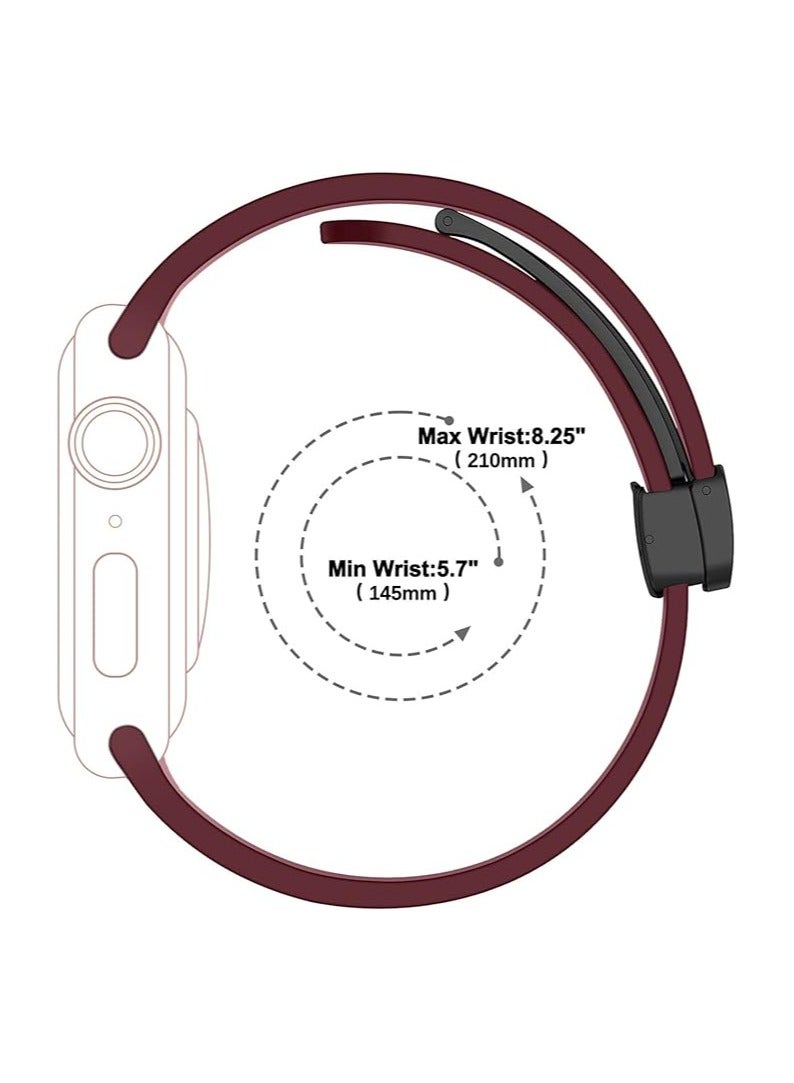 Denx Magnetic Silicone Band for Apple Watch 41mm 40mm 45mm 44mm 49mm 38mm 42mm, Women Men Replacement Wristbands Silicone Sport Strap for Apple Watch Series 9/Ultra 2/8/Ultra/7/SE/SE 2nd/6/5/4/3/2/1, iWatch Band (Burgundy) - Image 4