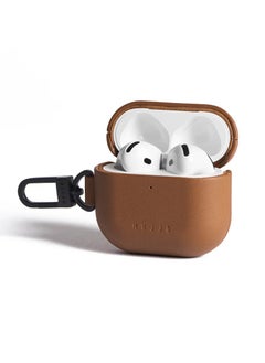 Mujjo Compatible Case for AirPods 4, Retro Luxurious Genuine Leather Shockproof Wireless Charging Case for Men and Women (Tan)  - Image 4