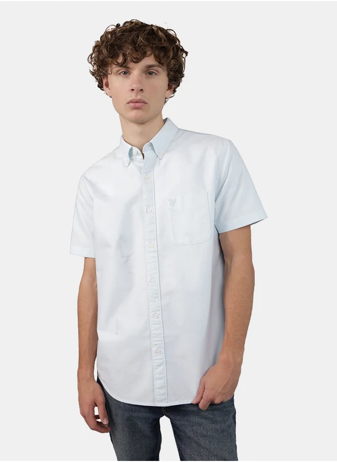 امريكان ايجل AE Short-Sleeve Slim Fit Button-Up Shirt