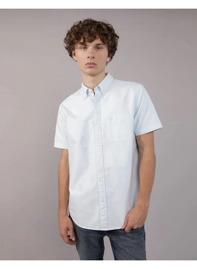امريكان ايجل AE Short-Sleeve Slim Fit Button-Up Shirt