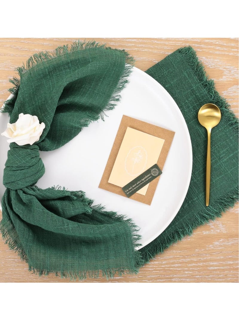 SYOSI Handmade Cloth Napkins, Cotton Linen Napkins with Fringe, Rustic Boho Fringe Napkins for Dinner Wedding Party Baby Shower Home Decoration (Set of 6, Olive Green) 16.5 * 16.5Inch - Image 5